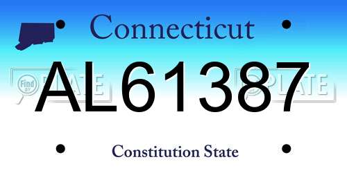 AL61387 Connecticut License Plate