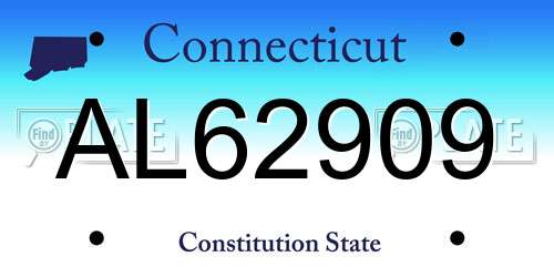 AL62909 Connecticut License Plate