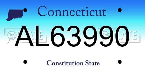 AL63990 Connecticut License Plate