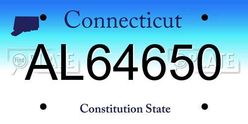 AL64650 Connecticut License Plate