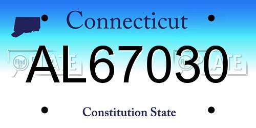 AL67030 Connecticut License Plate