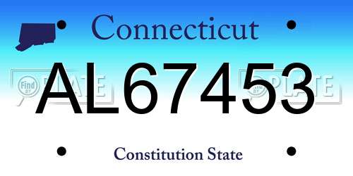 AL67453 Connecticut License Plate