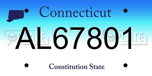 AL67801 Connecticut License Plate