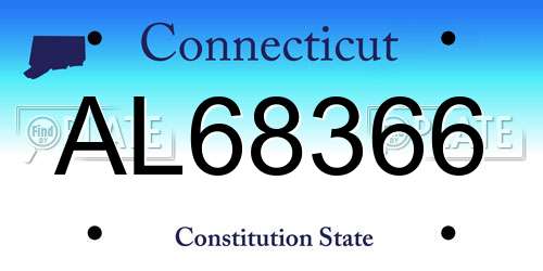 AL68366 Connecticut License Plate