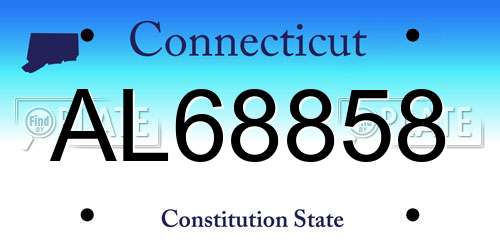 AL68858 Connecticut License Plate