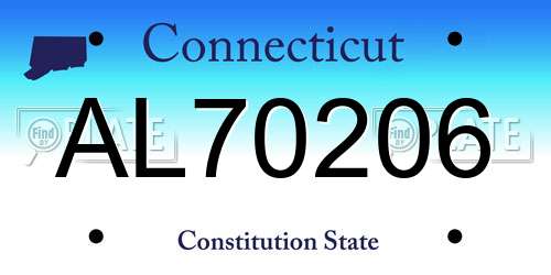 AL70206 Connecticut License Plate