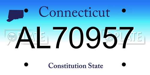 AL70957 Connecticut License Plate