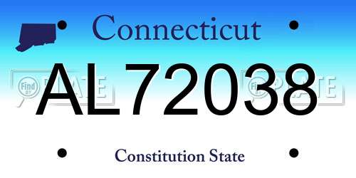 AL72038 Connecticut License Plate