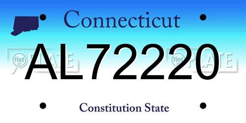 AL72220 Connecticut License Plate