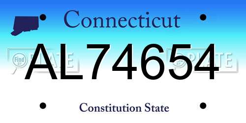 AL74654 Connecticut License Plate