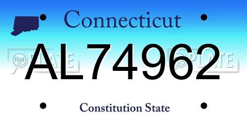 AL74962 Connecticut License Plate
