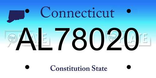 AL78020 Connecticut License Plate