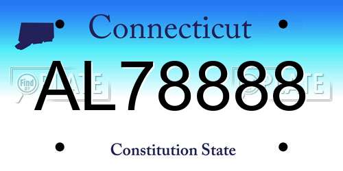 AL78888 Connecticut License Plate