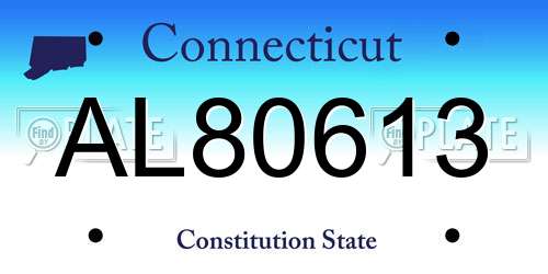 AL80613 Connecticut License Plate