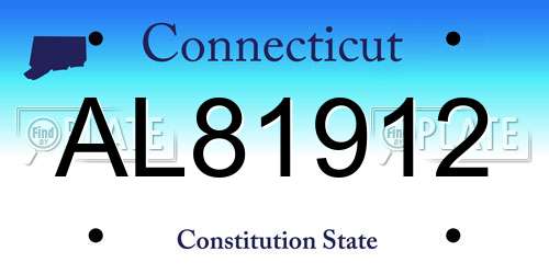 AL81912 Connecticut License Plate