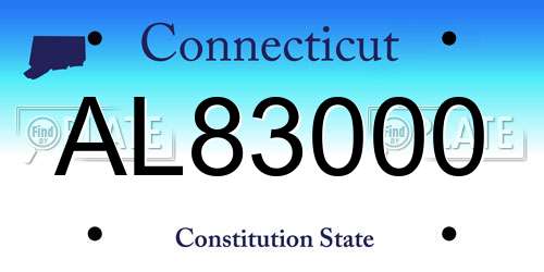 AL83000 Connecticut License Plate