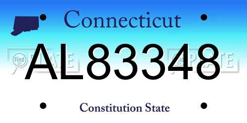 AL83348 Connecticut License Plate