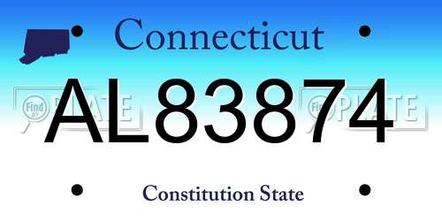 AL83874 Connecticut License Plate