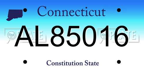AL85016 Connecticut License Plate