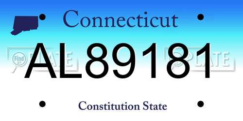AL89181 Connecticut License Plate