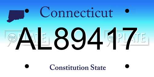 AL89417 Connecticut License Plate