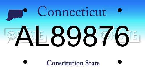 AL89876 Connecticut License Plate