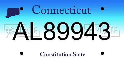AL89943 Connecticut License Plate