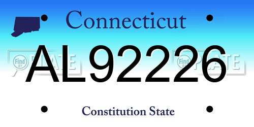 AL92226 Connecticut License Plate