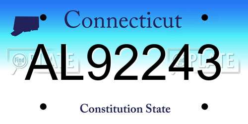 AL92243 Connecticut License Plate