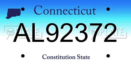 AL92372 Connecticut License Plate