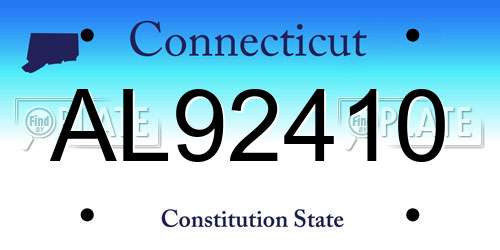 AL92410 Connecticut License Plate
