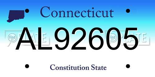 AL92605 Connecticut License Plate