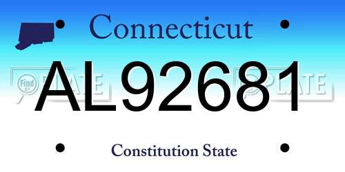 AL92681 Connecticut License Plate