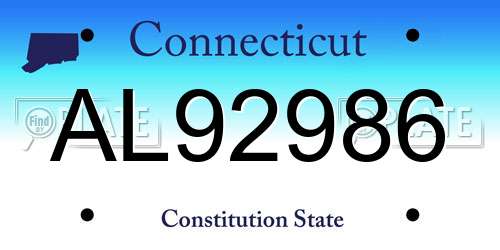 AL92986 Connecticut License Plate