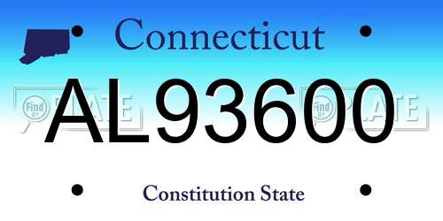 AL93600 Connecticut License Plate