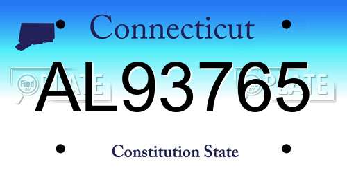AL93765 Connecticut License Plate