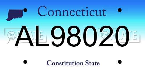 AL98020 Connecticut License Plate