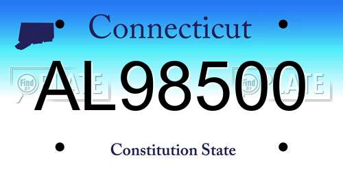 AL98500 Connecticut License Plate