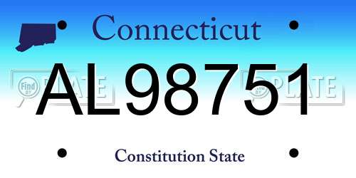 AL98751 Connecticut License Plate