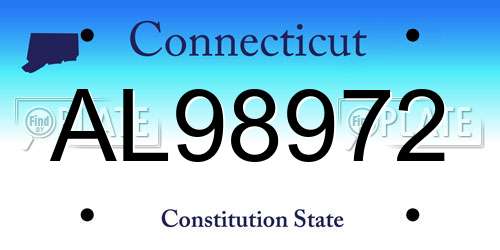 AL98972 Connecticut License Plate