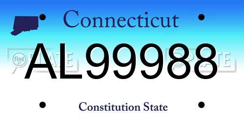 AL99988 Connecticut License Plate