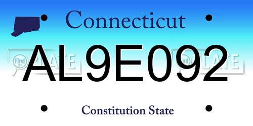 AL9E092 Connecticut License Plate