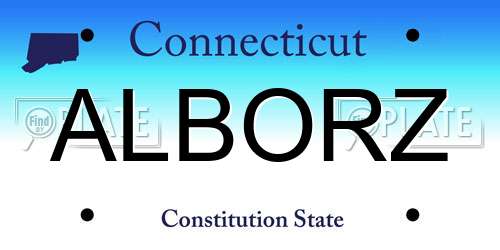ALBORZ Connecticut License Plate