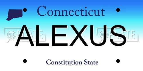 ALEXUS Connecticut License Plate