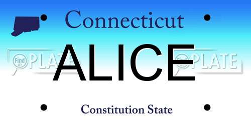 ALICE Connecticut License Plate