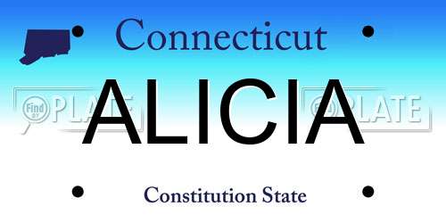 ALICIA Connecticut License Plate