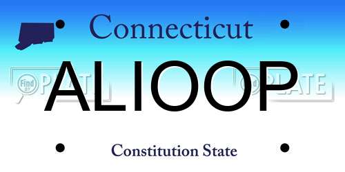 ALIOOP Connecticut License Plate