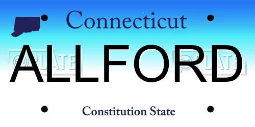 ALLFORD Connecticut License Plate