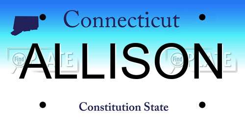 ALLISON Connecticut License Plate