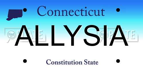 ALLYSIA Connecticut License Plate